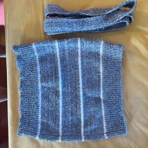 Knitted Blue Tube Top with Neck Tie (NWOT)